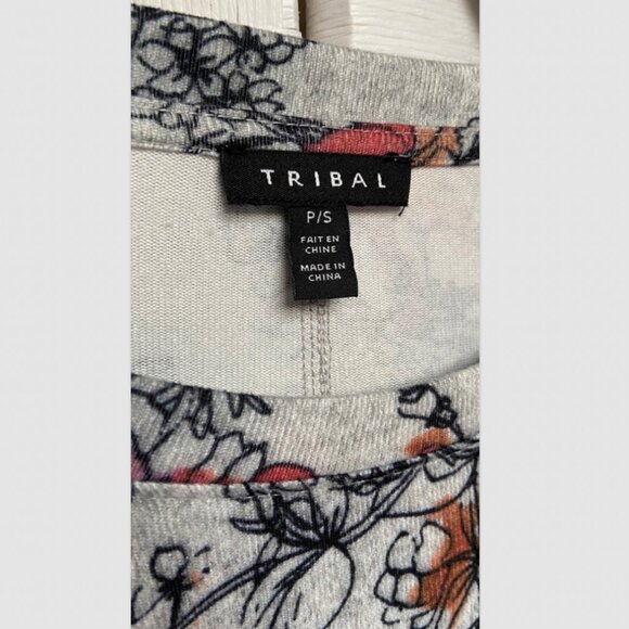 Tribal Floral Lightweight Gray Red Sweatshirt Size S / P - Picture 4 of 5